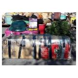 Holiday decorations skid, boxed tree