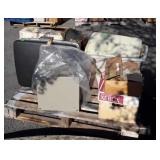 Skid of baskets, picture frames, TV trays,