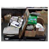 Skid of printer, clock radio, picture frames,