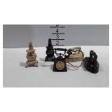 Cast iron miniatures, includes sad irons,