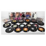 Vinyl records, 13" long stac, of 45 rpm records,