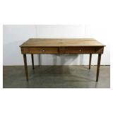 Rustic unfinished farm table, two drawers, 61 x