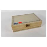 Jewelry box full of costume jewelry, has key