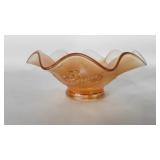 Glassware, carnival glass marigold ruffled bowl,