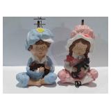 Two figural lamp bases/fountain toppers