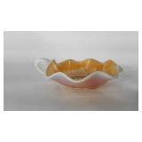 Glassware, marigold opalescent nappy dish, 5.5"