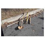 Tools, tree limb Prunner, dirt shovel, garden
