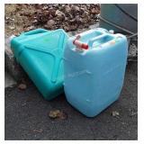Two poly Water Containers, 5 & 6 gallons