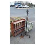 Misc Group, wood bookshelf, heavy wrought iron