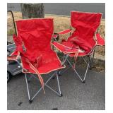 Two red captains folding chairs, seller code JK