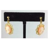 Goldtone cameo earrings