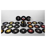 Vinyl records, twenty-one 45 rpms, artists