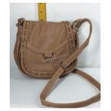 Tan saddle bag style purse, new