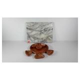 Marble pastry board 20x16 and pottery platter