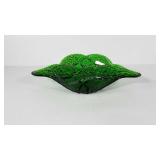 Heavy green glass console bowl