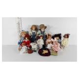 Dolls, porcelain dolls, some with stands, sizes