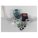 Miscellaneous group, floral decor vase, hidden