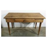 Rustic farm table, 52 x 24 x 30, single drawer,