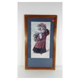 Framed Victorian Christmas print, 19" × 33"