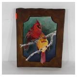 Cardinal painting on canvas, signed, 11" × 14"