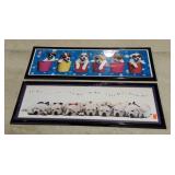 Two framed dog photos, 37" × 13"