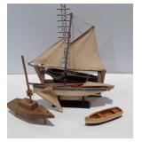 Wooden boat models, some need repaired, as sails