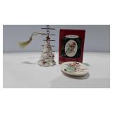 Holiday decor, two Christmas ornaments, Lenox