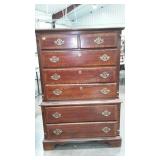 Chest on chest dresser, 37 x 19 x 58, some