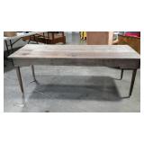 Rustic farm table, 3 Board Top, on wheels, 78 x