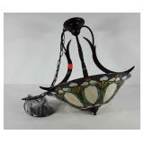 Leaded glass style ceiling light fixture, globe