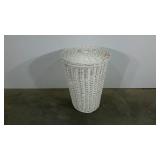 Wicker hamper with lid, painted
