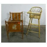 Doll sized crib and high chair, condition as