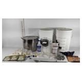 Home brewing kit, Goose Island buckets, bottle