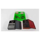 Tools, drill bits and box of various sized lunch