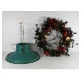 Christmas decor, 24" wreath and tree stand