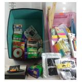 Office supplies, tape, page markers, labels,