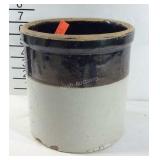 Brown over white stoneware crock with chips