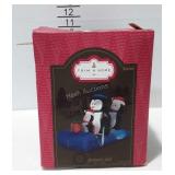 Holiday decor, inflatable penguin sled in box,
