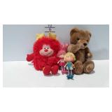 Toys, includes teddy bear, elf dolls and rainbow