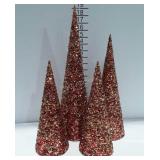 Holiday decor, four sequin Christmas trees