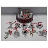 Christmas decor, cookie tin full of Lenox