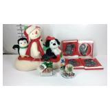 Christmas decor, musical gift, snowglobe, and