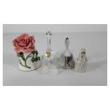 Bells, German crystal, bone china rose, Vermont