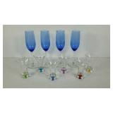 Stemware and glassware with jewel tone accents