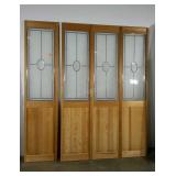 3 panel DIY headboard made from leaded glass