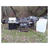 Scrap Metals Lot. 5 Propane BBQ Grills. Cloths