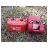 Two Outboard Motor Gasoline Tanks, metal and
