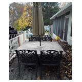 Nice 8pc Outdoor Table Set, 6 aluminum molded