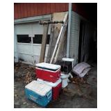 Misc Group of 3 Coolers, Microwave for Scrap, few