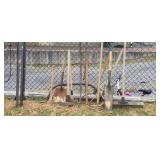 Group of various tools, and metal Folding Bed